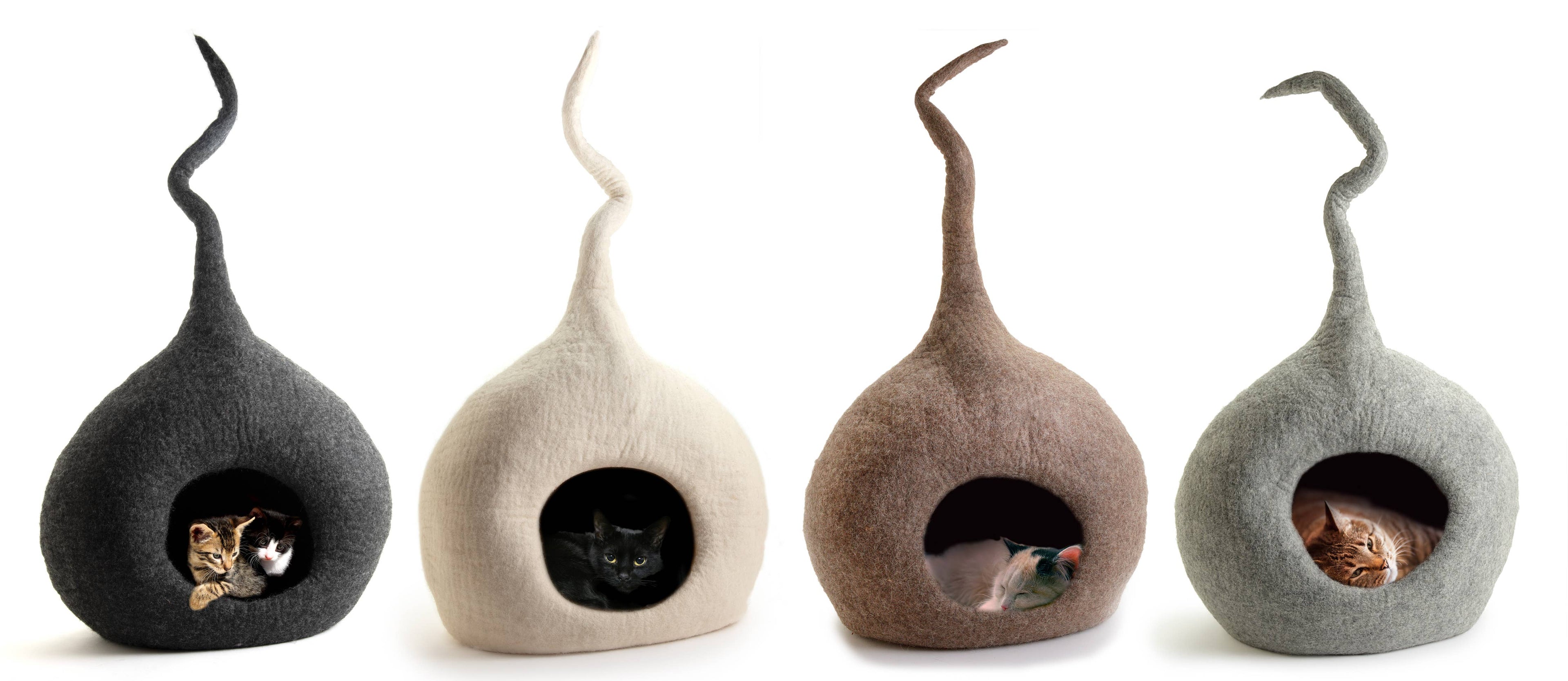 Unique Cat Cave Bed Large- 100% Wool, Handmade