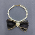Black Bow Charm Pearl Beaded Cat & Dog Pet Collar